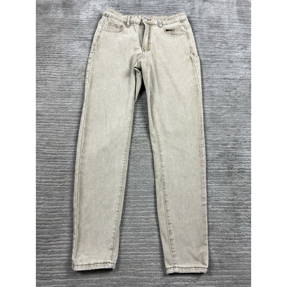 Shein t Jeans Womens Petite Medium Beige Khaki Straight Mid Rise Denim Pants